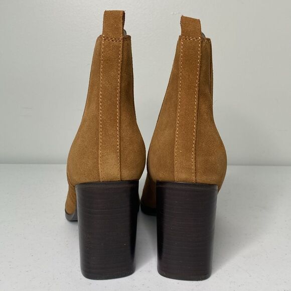 Marc Fisher Maree Western Pointed Toe Suede Bootie Pull-On High Block Heel - Picture 4 of 14